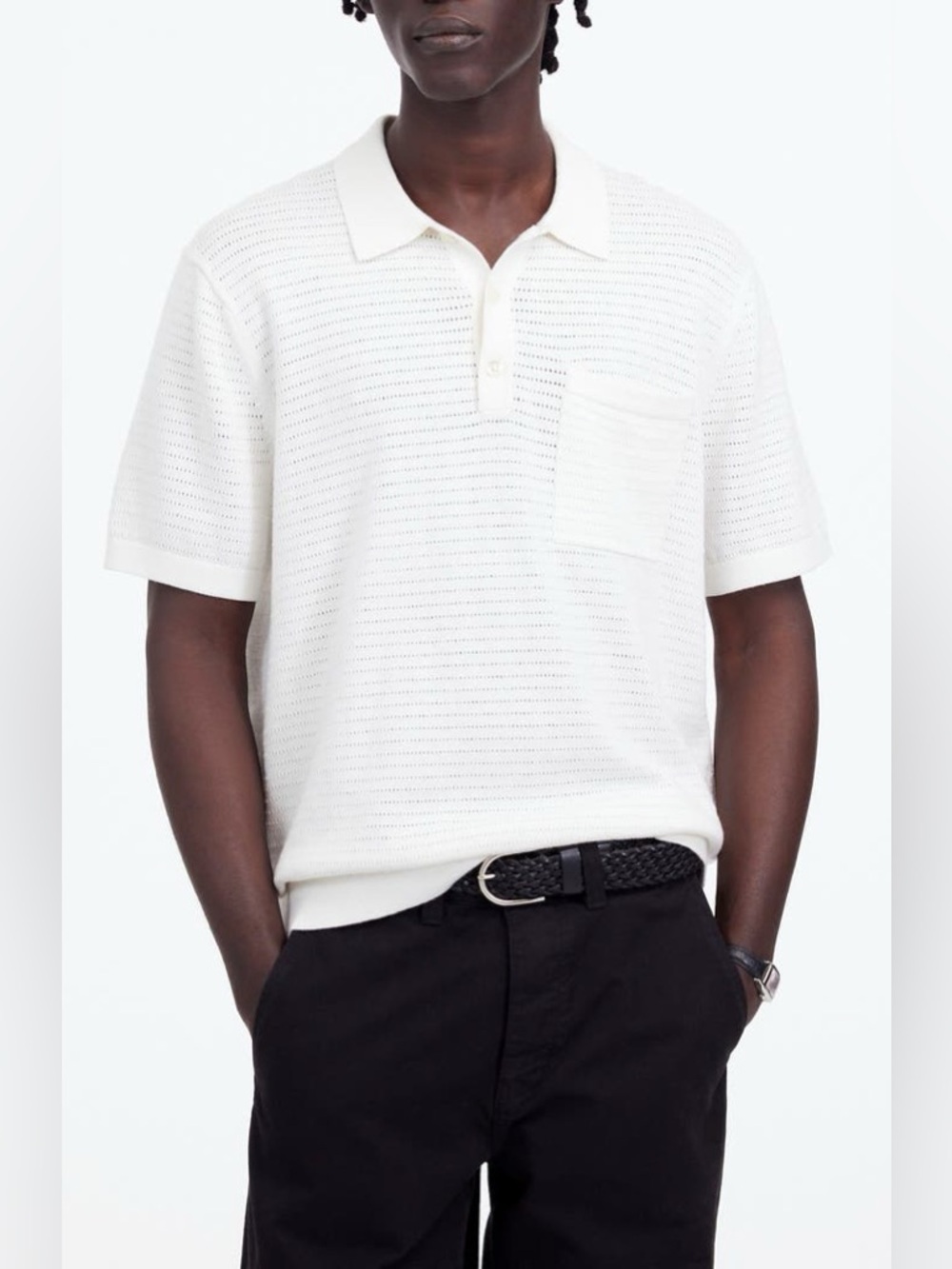Madewell Pointelle Stitch Sweater Polo size XL